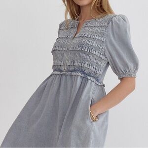Entro Tanner Chambray Mini Dress, Size Medium, NWT